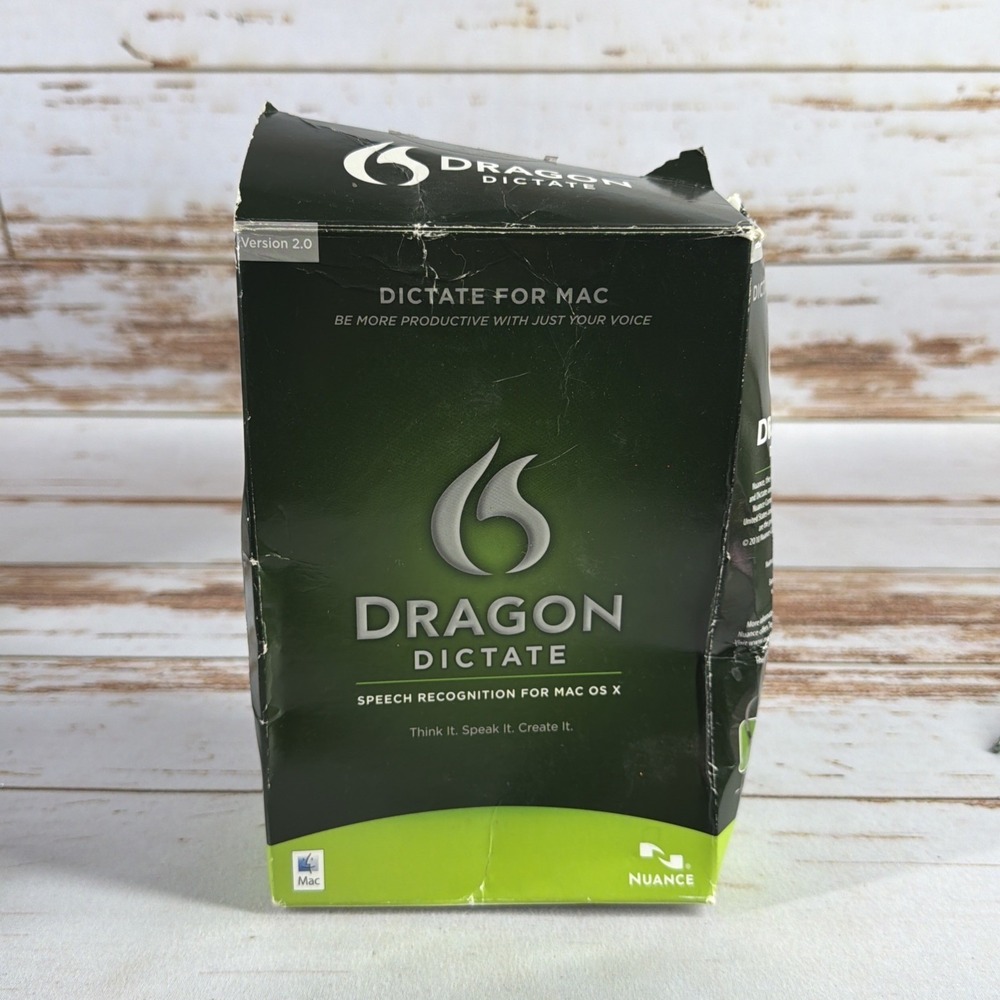 Nuance Dragon Dictate 2.0 – Mac OS X – Speech Recognition Software – w/ Key Used